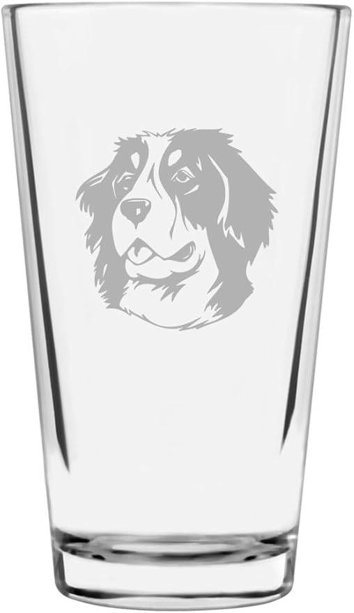 Bernese Mountain Customizable Dog Themed Etched All Purpose 16oz Pint Glass
