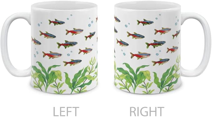 MUGBREW Neon Tetra Fish Ceramic Coffee Mug Tea Cup, 11 OZ