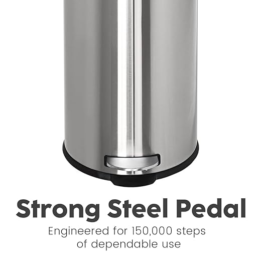 8-Gallon Trash Can, 30 Liter Stainless Steel Garbage Can, Round Trash Can with Lid, Slim Garbage can Featuring a Removable Inner Liner (Silver, 30L-Round)