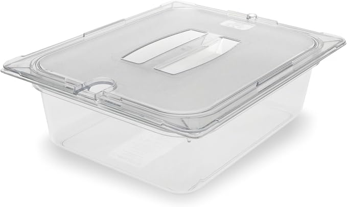 Carlisle FoodService Products Storplus 1/2-Size Food Pan for Catering, Buffets, and Restaurants, Polycarbonate, 4 Inches Deep, Clear