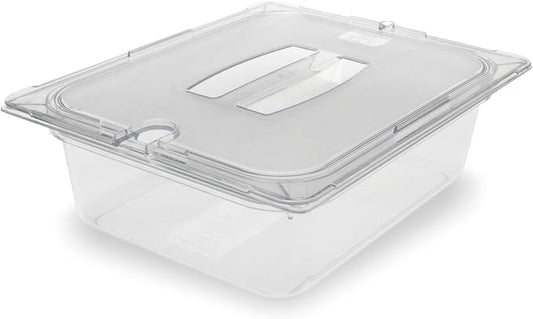 Carlisle FoodService Products Storplus 1/2-Size Food Pan for Catering, Buffets, and Restaurants, Polycarbonate, 4 Inches Deep, Clear