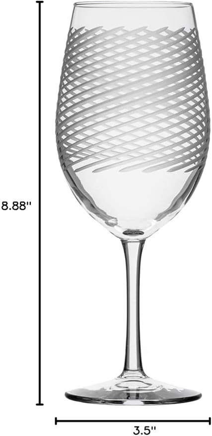 Rolf Glass Cyclone All Purpose Wine Glass | Set of 2 Stemmed 18oz Glasses | Proudly Made in the USA | Large Engraved Tumbler Glasses | Lead-Free Glass