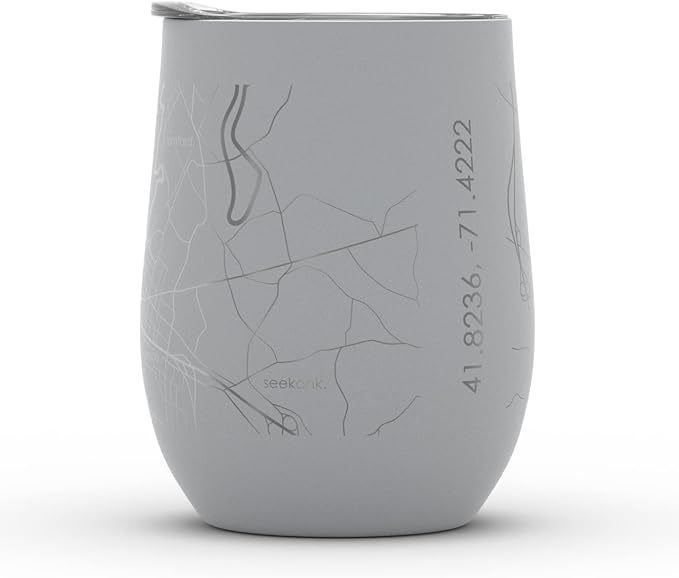 Well Told Engraved Providence Rhode Island Map Insulated Wine Tumbler, Etched Stainless Steel Cup (12 oz, Dockside Gray) City Map Insulated Tumbler, Custom Insulated Tumbler, Outdoor Drinkware