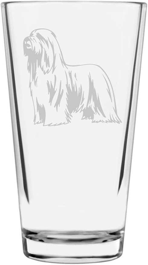 Bearded Collie Beardie Custom Personalized Dog Themed Etched All Purpose 16oz Pint Glass