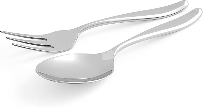 Portmeirion Sophie Conran Floret Salad Server Set | 2-Piece Flatware Serving Utensil Set | 10-Inch | Stainless Steel | Mixing Fork and Spoon | Kitchen Cooking Utensil | Dishwasher Safe