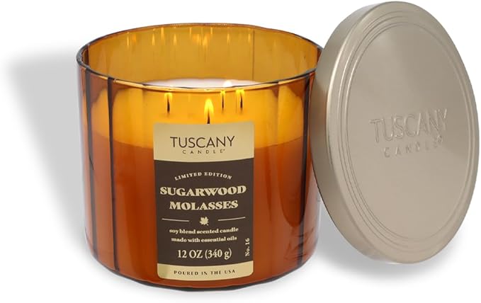 Tuscany Candle Sugarwood Molasses: Maple & Chestnut Scented Fall Candle, 12 oz