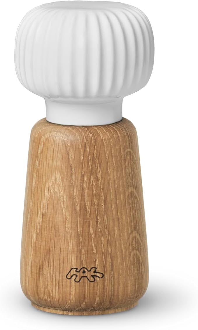 Kahler Hammershoi Salt and Pepper Grinder, White, 5.7"H x 2.6"D, Designed by Hans-Christian Bauer, Gift Box Included