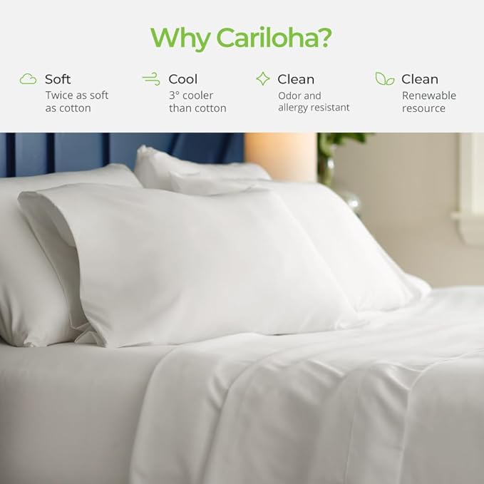 Cariloha Aloha Soft 4-Piece Sheet Set | Cape Blue | Split King | Made from 100% Viscose derived from Bamboo | Introductory Sheet Line