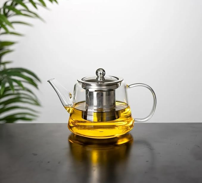 25oz (750ml) Borosilicate Glass Teapot with Removable Stainless Steel Infuser with Gift Box – Heat Resistant Clear Tea Pot for Loose Leaf, Herbal & Blooming Tea – Stovetop, Microwave & Dishwasher Safe