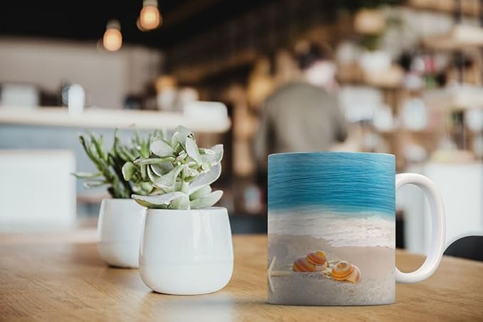 MUGBREW Seashells On The Beach Ceramic Coffee Mug Tea Cup, 11 OZ