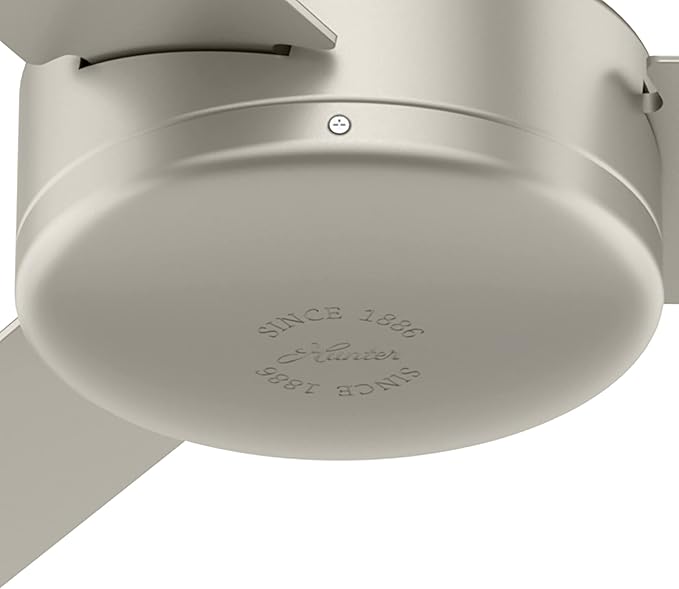 Hunter 52 inch Indoor Ceiling Fan No Light - Modern Ceiling Fan without Light, 3 Blades, Standard Mount, For Bedroom, Living Room, or Kitchen, Wall Control - Presto 50812, Matte Nickel