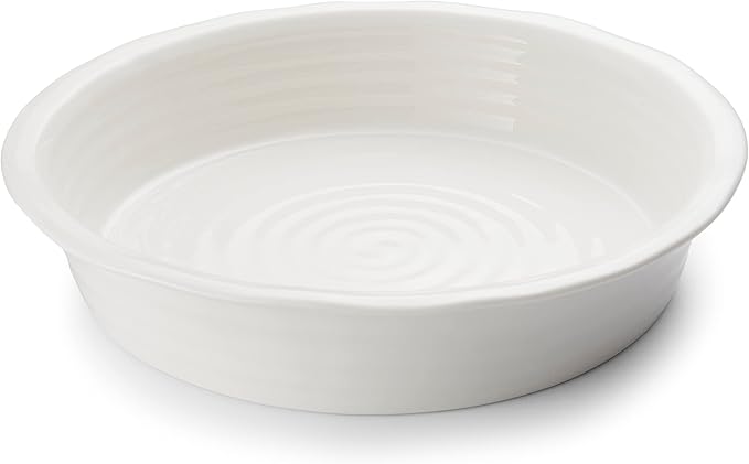 Portmeirion Sophie Conran Round Pie Dish, White Porcelain Bakeware - 10.5 Inch Oven to Table Baking Dish - Freezer, Microwave & Dishwasher Safe, Durable Serveware for Everyday Meals