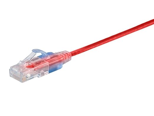 Monoprice Cat6A 2ft Red 10-Pk Patch Cable UTP 30AWG 10G Pure Bare Copper Snagless RJ45 SlimRun Series Ethernet Cable
