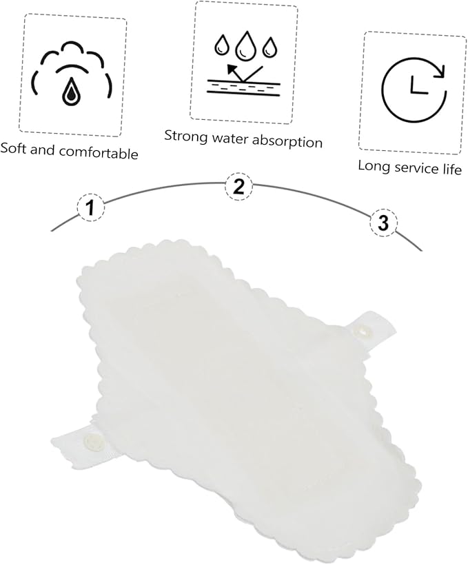 3Pcs Washable Cotton Menstrual Pads Snap Design Breathable Reusable Sanitary Towels for Puerpera Women Comfortable Period Liners
