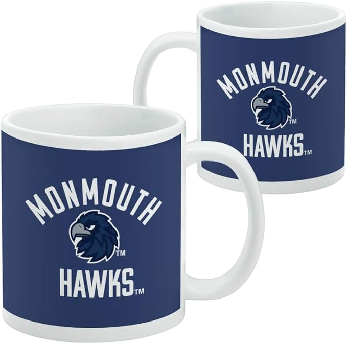 Monmouth University Official Hawks Ceramic Coffee Mug, Novelty Gift Mugs for Coffee, Tea and Hot Drinks, 11oz, White