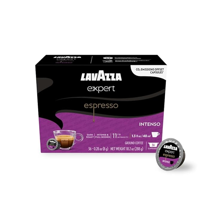 Lavazza Expert Espresso Intenso Capsules, Dark Roast, Arabica and Robusta Blend, Compatible with Lavazza Classy Machines (36 Capsules) (Pack of 2)