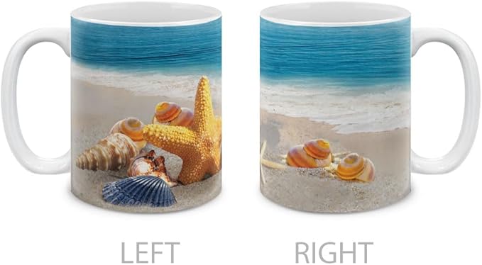 MUGBREW Seashells On The Beach Ceramic Coffee Mug Tea Cup, 11 OZ