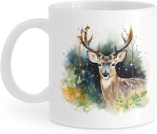 Coffee Mugs Deer Pattern Ceramic Latte Mug with Handle 11 OZ for Men Women for Latte Cappuccino Cocoa Milk Dishwasher & Microwave Safe