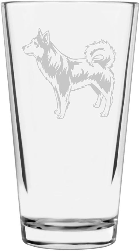 Alaskan Klee Kai Custom Personalized Dog Themed Etched All Purpose 16oz Pint Glass