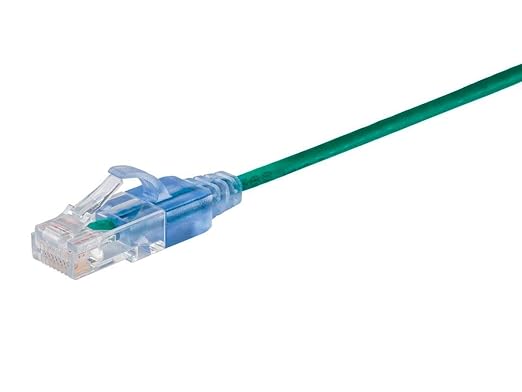 Monoprice Cat6A 2ft Green 10-Pk Patch Cable UTP 30AWG 10G Pure Bare Copper Snagless RJ45 SlimRun Series Ethernet Cable