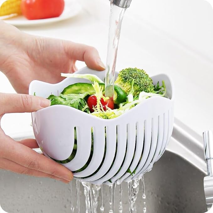 Quick Salad Maker Chopper Salad Cutter Bowl Swiftly Dice Fruits & Vegetables, BPA-Free Healthy Meals and Salads in Minutes Multi-functional (Blue)