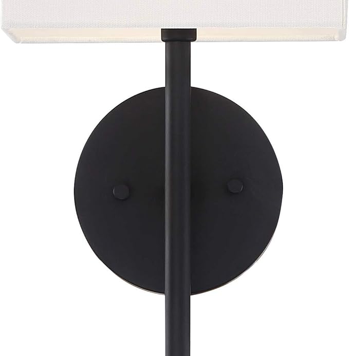 Possini Euro Design Favreau Modern Wall Sconce Lighting Black Hardwired 16 1/4" High Fixture Rectangular Linen Fabric Shade for Bedroom Bedside Living Room Home Hallway Dining Kitchen