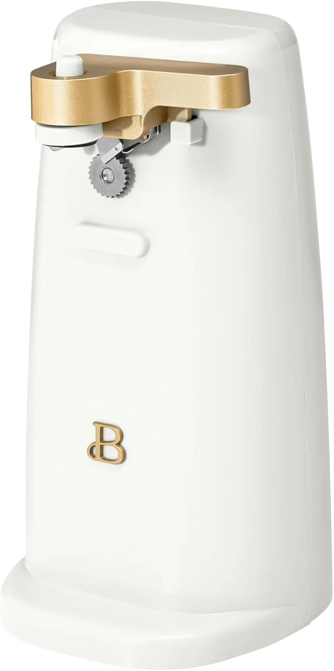 Beautiful Automatic Can Opener Kit, Hands-Free Electric Opener with Safety Auto-Stop & Magnetic Lid Catcher, Special Edition (White)