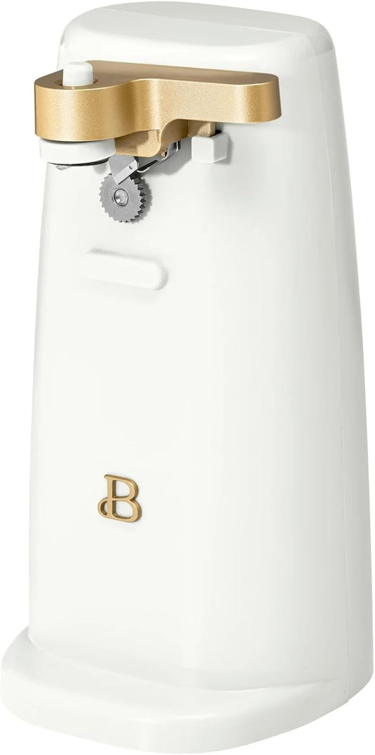 Beautiful Automatic Can Opener Kit, Hands-Free Electric Opener with Safety Auto-Stop & Magnetic Lid Catcher, Special Edition (White)