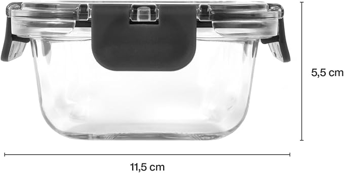 Zyliss Glass Container, Shatter Resistant Glass, Airtight Food Storage Box with Sealable Lid, Microwave Safe, BPA Free Lid, Freezer Safe, Fridge Storage, Food Container, 6.3in x 4.7in x 2", 12.5oz