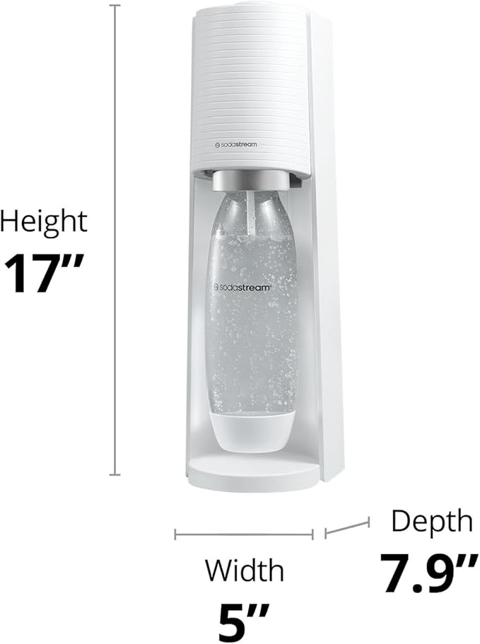 SodaStream - Terra Sparkling Water Maker | VALUE BUNDLE | CQC CO2 system | Includes 2x CO2 Cylinders, 3x 32 Fl Oz Dishwasher Safe Bottles, 2x Bubly Flavor Drops | Combine with Pepsi Flavors | White