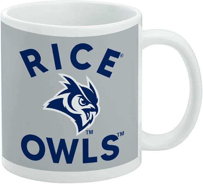Rice University Ceramic Coffee Mug, Novelty Gift Mugs for Coffee, Tea and Hot Drinks, 11oz, White