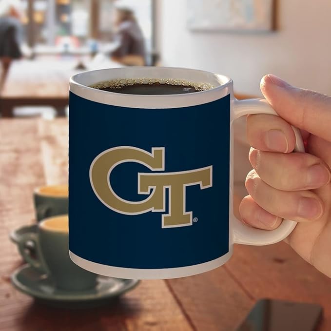 Georgia Tech Primary Logo Ceramic Coffee Mug, Novelty Gift Mugs for Coffee, Tea and Hot Drinks, 11oz, White