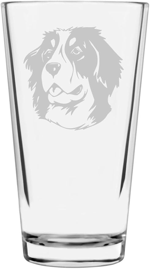 Bernese Mountain Custom Personalized Dog Themed Etched All Purpose 16oz Pint Glass