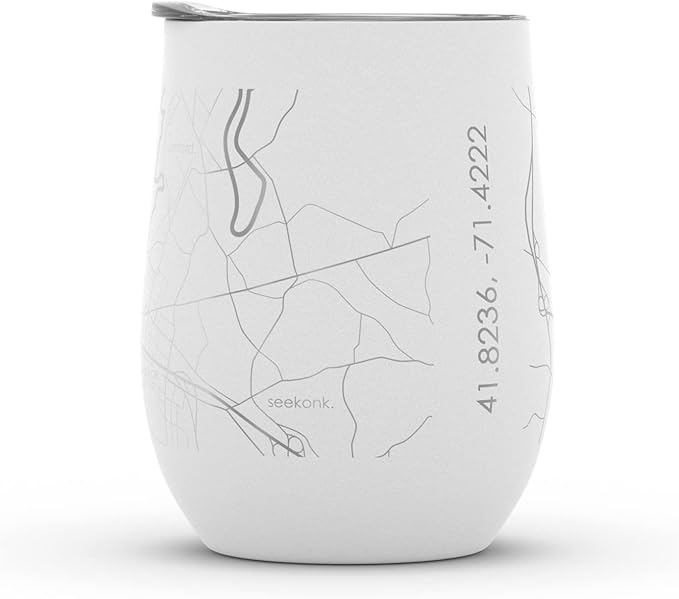 Well Told Engraved Providence Rhode Island Map Insulated Wine Tumbler, Etched Stainless Steel Wine Tumbler (12 oz, White) City Map Insulated Tumbler, Custom Insulated Tumbler, Outdoor Drinkware