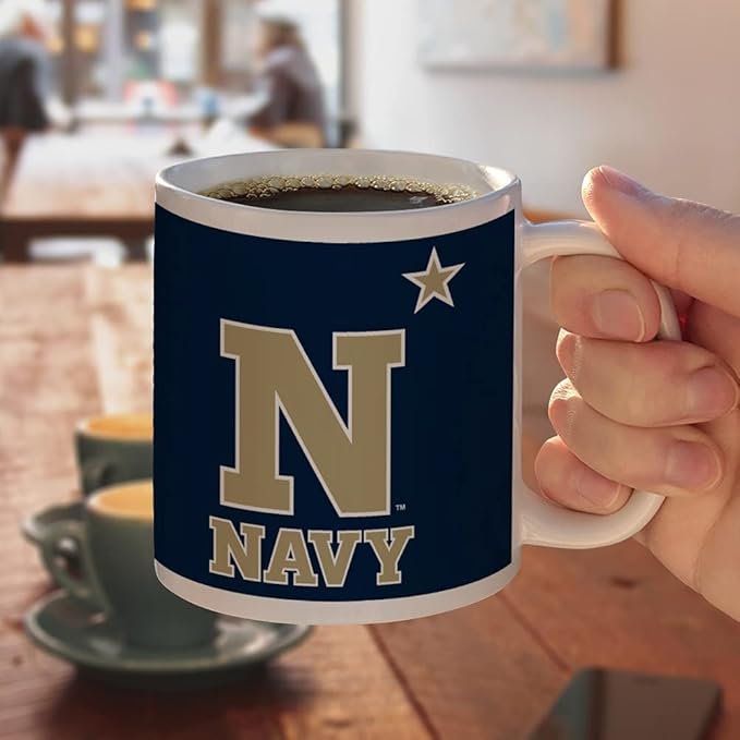 US Naval Academy Primary Logo Ceramic Coffee Mug, Novelty Gift Mugs for Coffee, Tea and Hot Drinks, 11oz, White