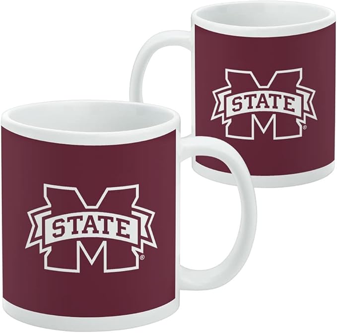 Mississippi State Logo Ceramic Coffee Mug, Novelty Gift Mugs for Coffee, Tea and Hot Drinks, 11oz, White