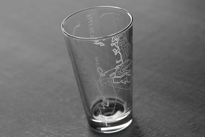 Well Told Engraved San Francisco California Map Pint Glass, Etched Beer Gift (16 oz, Clear) City Map Pint, Custom City Glassware, Gifts For Beer Lovers