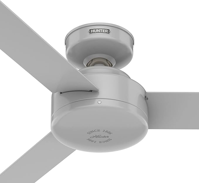 Hunter 52 inch Indoor Ceiling Fan No Light - Modern Ceiling Fan without Light, 3 Blades, Standard Mount, For Bedroom, Living Room, or Kitchen, Wall Control - Presto 52383, Dove Grey