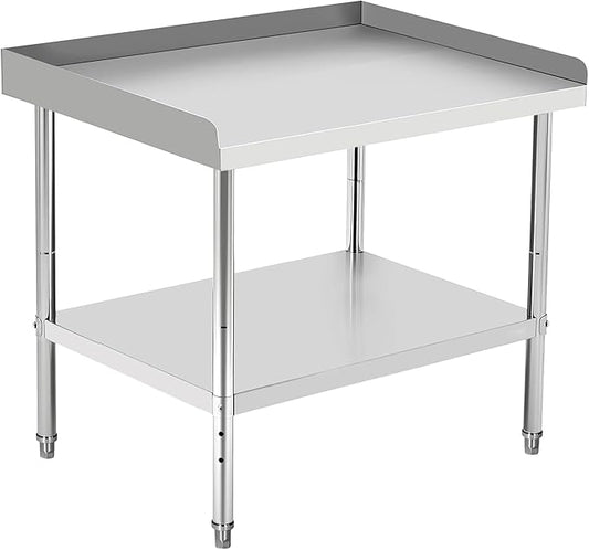 36x24x30 in Stainless Steel Equipment Grill Stand Table 400 LBS Capacity NSF Certified with Adjustable Legs, 2 in Edge Baffle, for Hotel, Home, Commercial Restaurant Kitchen
