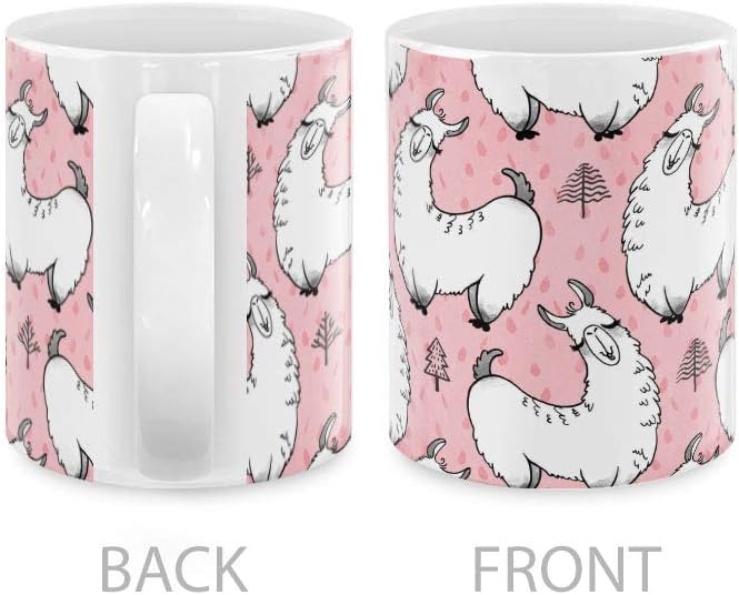 MUGBREW Pink Llama Pattern Ceramic Coffee Mug Tea Cup, 11 OZ