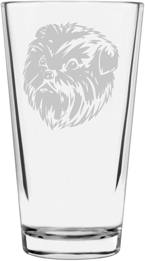 Etched Laser Art Personalized Dog Themed Pint Glasses - Custom Etched Pint Glassware, Ideal Gift for Dog Lovers, Drinking Glasses for Beer, Cocktails, Water & Juice - Affenpinscher (African Terrier)