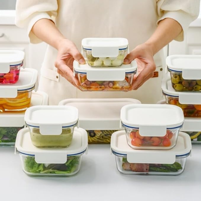 LocknLock LNG428S4W The Clear Heat-Resistant Borosilicate Glass Food Storage Set, 8-Piece (4 Containers + 4 Lids)