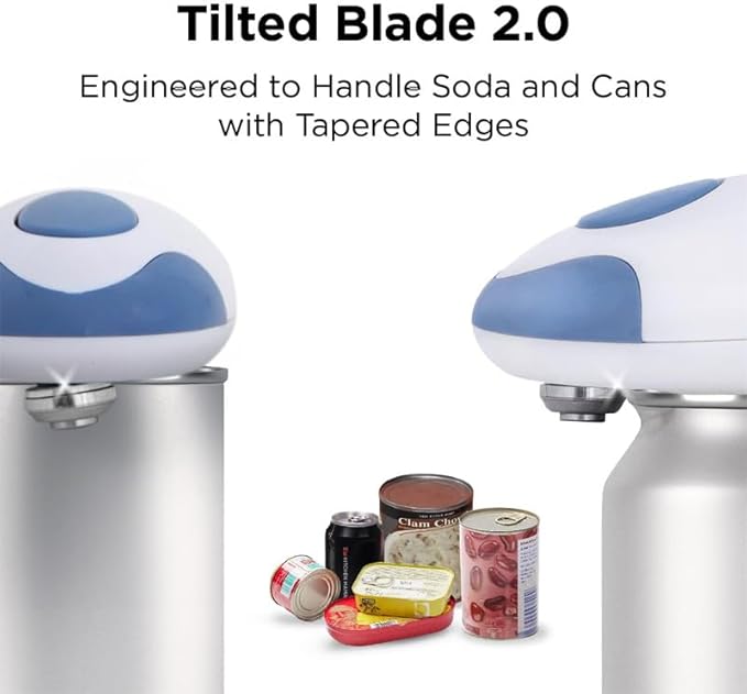 Electric Can Opener – Hands-Free Automatic Can Opener for Kitchen Use – Smooth Edge, Battery Operated, Easy One-Touch Operation – Ideal for Seniors & Arthritis (Bleu)