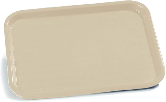 Carlisle FoodService Products Fast Food Cafeteria Tray 14" x 18", Durable Polypropylene with Slip-Resistant Surface, Stackable for Cafes and Schools, BPA-Free, Beige