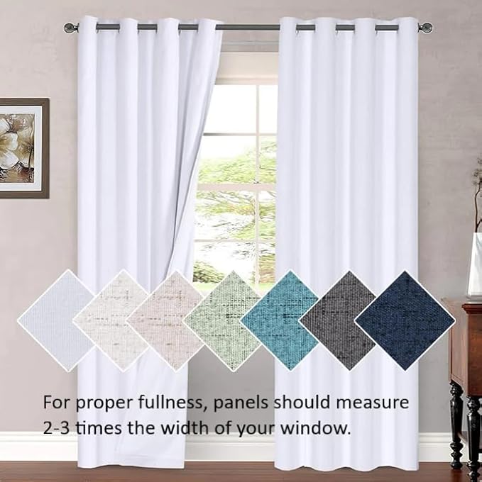 H.VERSAILTEX Angora Flax Linen Curtains 84 Inch Length for Bedroom 2 Panels Rod Pocket Light Filtering Canvas Cloth Look Semi Sheer Curtains for Living Room Dining Burlap Sand Beach Decor 52x84