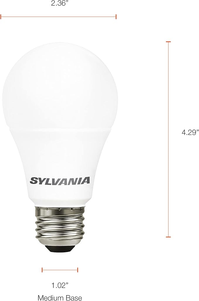 Sylvania LED A19 Light Bulb, 100W Equivalent, Efficient 14W, 1500 Lumens, Frosted Finish, Daylight - 4 Pack (78103)