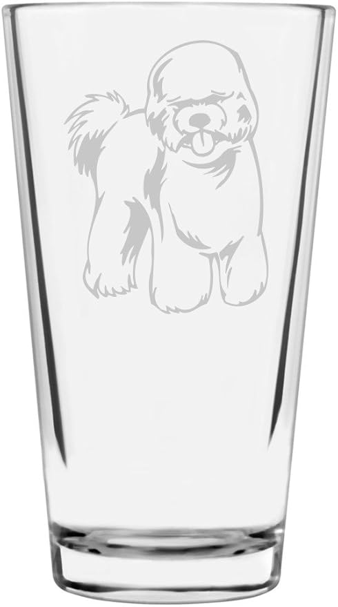 Bichon Frise Custom Personalized Dog Themed Etched All Purpose 16oz Pint Glass