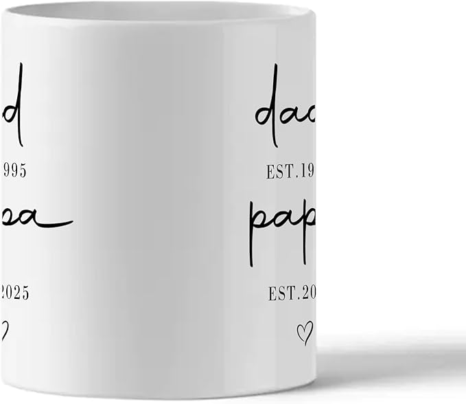 Personalized Dad to Papa Mug - Custom Est Year Coffee Cup for New Grandpa - First Time Grandfather Gift - Custom Grandparent - Keepsake Gift for Him