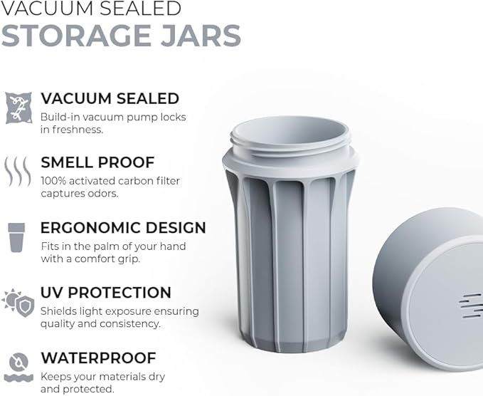 Staze Preserve Vacuum Sealed Storage Jars (148ml) | Smell Proof Containers | Herb Storage & Food Storage Container with Protection -(CLOUD)