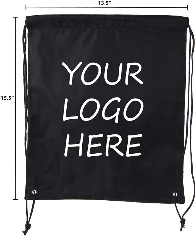 Mato & Hash Custom Drawstring Bags With Your Logo | 50PK Heavy Duty Reusable Drawstring Backpack - 50PK Black CE2500